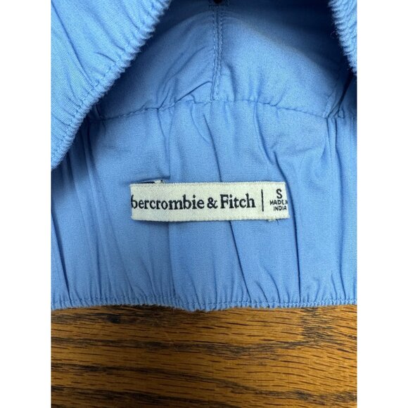 Abercrombie & Fitch Top Small Blue Ruffle V-Neck Cropped Romantic Boho - Picture 5 of 8